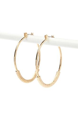 Forever21 Textured Hoop Earrings (gold)