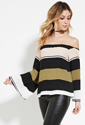 Forever21 Women's  Black & White Three Of Something Formlines Reservoir Top