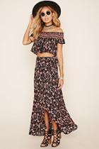 Forever21 Women's  Wrap-front Floral Print Maxi Skirt