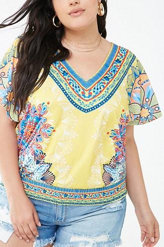 Forever21 Plus Size Geo Floral Top