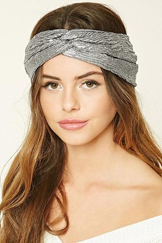 Forever21 Silver Metallic Twist-front Headwrap