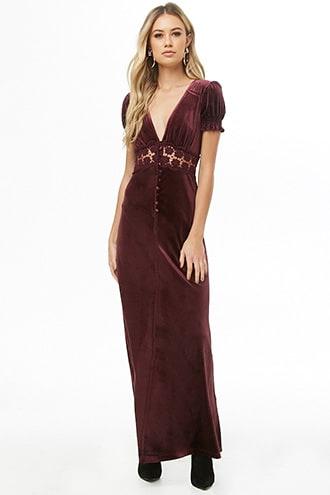 Forever21 Crochet-waist Velvet Maxi Dress