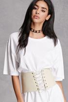 Forever21 Women's  Nude Lambskin Lace-up Corset