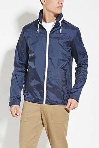 21 Men Men's  Zip-up Hooded Windbreaker