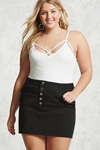 Forever21 Plus Size Button Mini Skirt