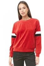 Forever21 Velour Striped-trim Sweater