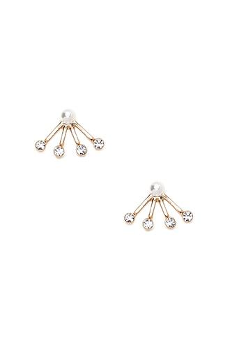 Forever21 Gold & Clear Faux Pearl Ear Jackets