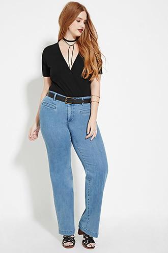 Forever21 Plus Women's  Plus Size Wide-leg Jeans