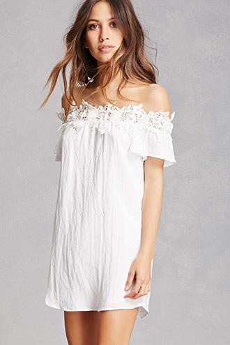 Forever21 Lace Trim Off-the-shoulder Dress