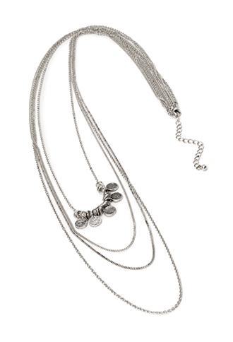 Forever21 Layered Medallion Necklace B.silver One Size