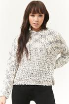 Forever21 Woven Heart Marled Hooded Sweater