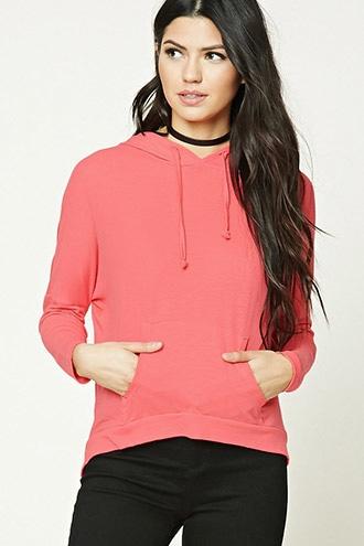 Forever21 Women's  Coral Dolman Hoodie Top