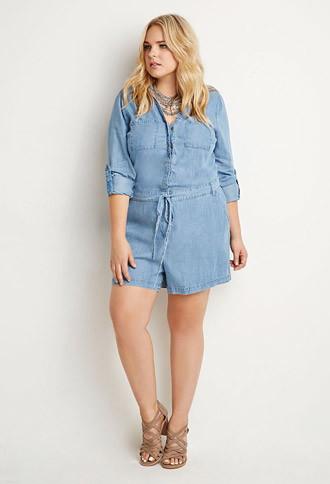 Forever21 Plus Denim Utility Romper