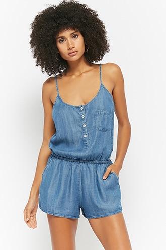 Forever21 Chambray Button-front Romper