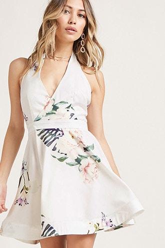 Forever21 Floral Surplice Halter Dress