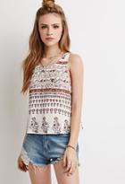 Forever21 Abstract Floral Ladder-back Tank