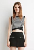 Forever21 Striped Cross-hem Crop Top