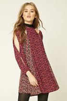 Forever21 Women's  Navy & Red Floral Open-shoulder Dress