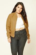 Forever21 Plus Women's  Camel Plus Size Bomber Jacket