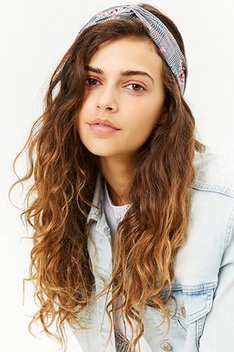 Forever21 Floral Glen Plaid Twist Headwrap