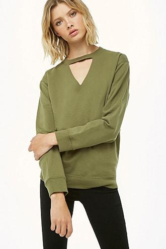 Forever21 Cutout Fleece Pullover