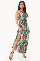 Forever21 Leaf Print Halter Maxi Dress