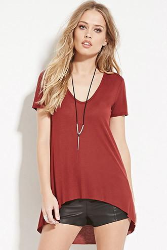 Forever21 Women's  Rust Scoop-neck Tee