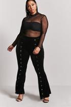 Forever21 Plus Size Snap-button Flared Velvet Pants