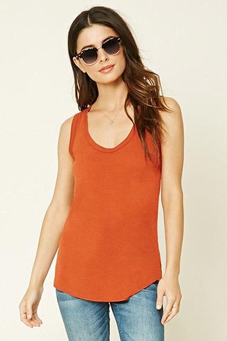 Forever21 Women's  Rust Scoop-neck Tank