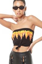 Forever21 Flame Graphic Cropped Tube Top