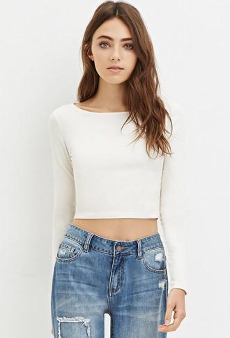 Forever21 Women's  Classic Crop Top (cream)