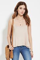 Forever21 Women's  Taupe Flared Scoop-neck Cami