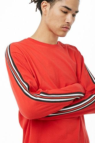Forever21 Striped-trim Long-sleeve Tee