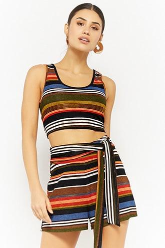 Forever21 Honey Punch Sheer Striped Crop Top