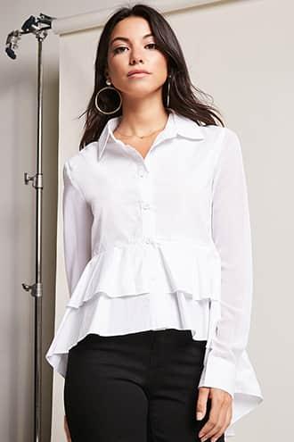 Forever21 Eta Tiered Ruffle High-low Top