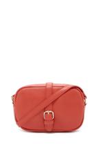 Forever21 Coral Faux Leather Buckled Crossbody