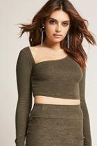 Forever21 Marled Asymmetrical Crop Top