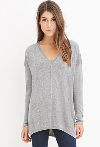 Love21 Heathered V-neck Sweater