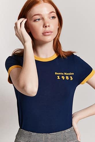 Forever21 Santa Monica 1983 Graphic Ringer Tee