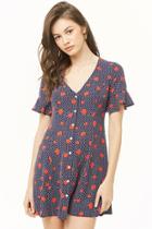 Forever21 Floral Dotted Fit & Flare Dress