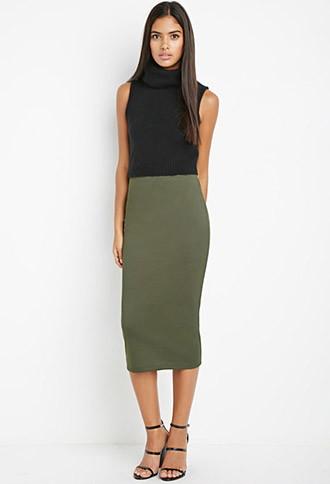 Love21 Zip-back Ribbed Pencil Skirt