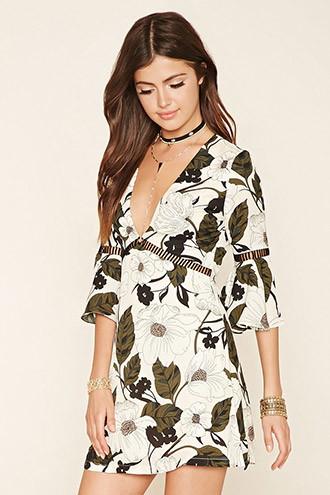 Forever21 Women's  Rare London Floral Cutout Dress