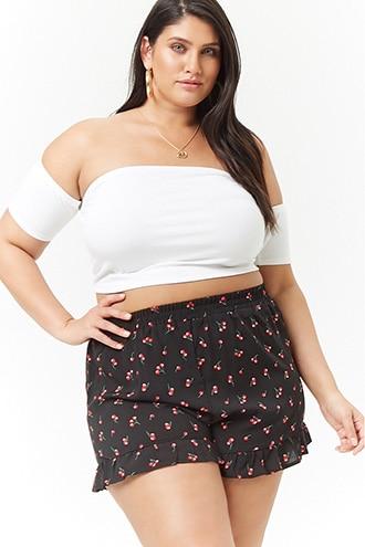 Forever21 Plus Size Cherry Ruffle Shorts