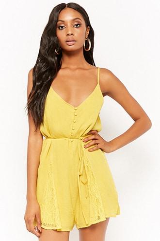 Forever21 Lace Accent Cami Romper