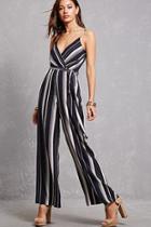Forever21 Belted Striped Palazzo Jumpsuit