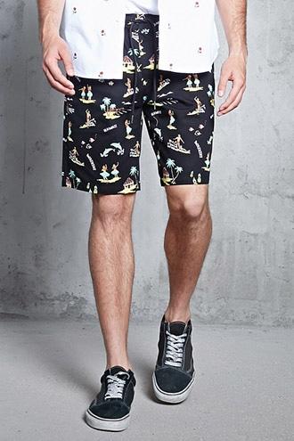 Forever21 Hawaiian Print Chino Shorts
