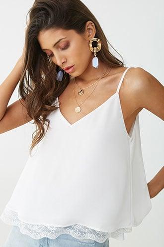 Forever21 Chiffon Lace-trim Cami