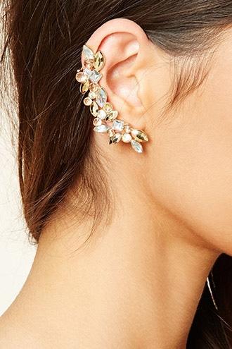 Forever21 Rhinestone Leaf Ear Cuff Set