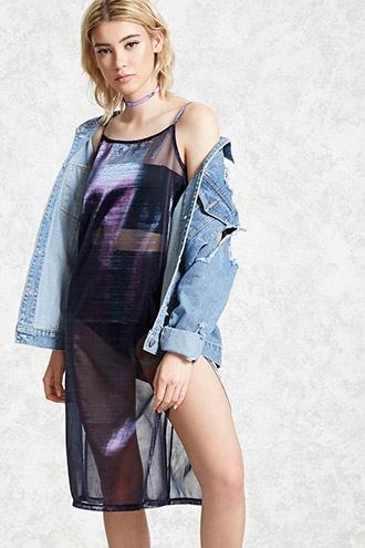 Forever21 Metallic Sheer Mesh Dress