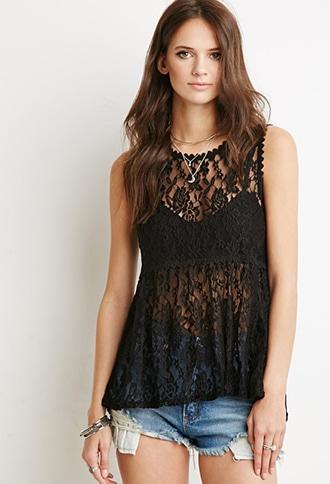 Forever21 Floral Lace Babydoll Top